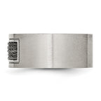 Brushed Wedding Band in Stainless Steel with Grey Cable Inlay, 10mm