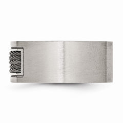 Men's Engravable Stainless Steel Ring with Polished and Brushed Finish