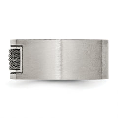 Stainless Steel Brushed WithGrey Cable Inlay 10mm Band