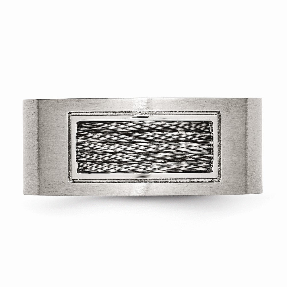 Men's Engravable Stainless Steel Ring with Polished and Brushed Finish