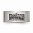 Men's Engravable Stainless Steel Ring with Polished and Brushed Finish