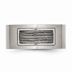 Men's Engravable Stainless Steel Ring with Polished and Brushed Finish