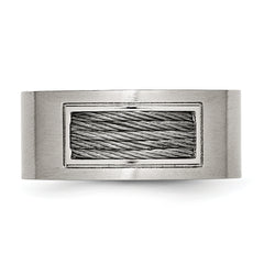 Stainless Steel Brushed WithGrey Cable Inlay 10mm Band