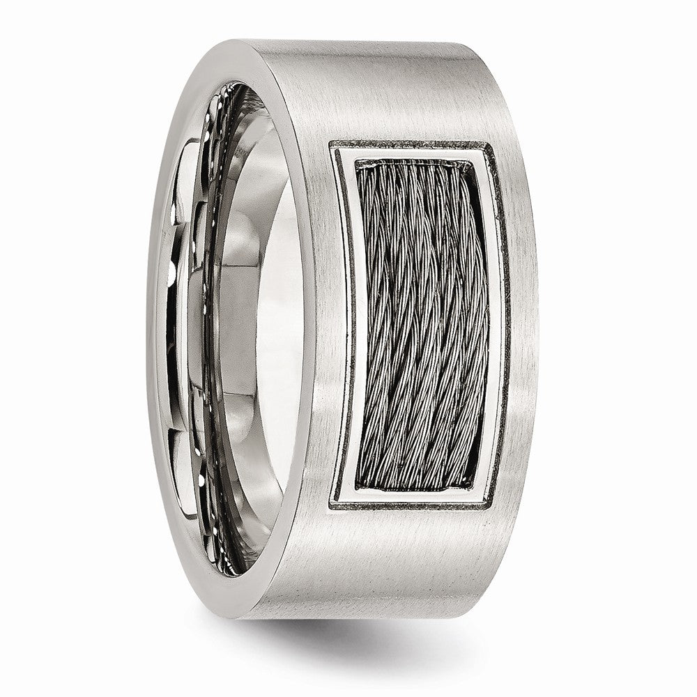 Men's Engravable Stainless Steel Ring with Polished and Brushed Finish