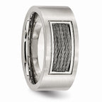 Men's Engravable Stainless Steel Ring with Polished and Brushed Finish