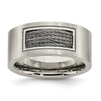 Stainless Steel Brushed WithGrey Cable Inlay 10mm Band