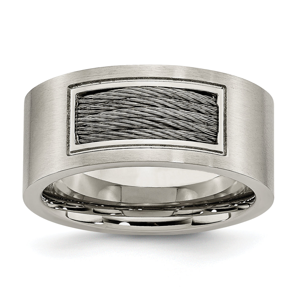 Stainless Steel Brushed WithGrey Cable Inlay 10mm Band