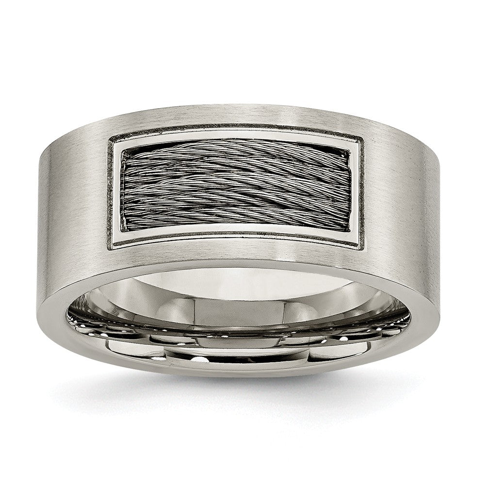 Men's Engravable Stainless Steel Ring with Polished and Brushed Finish Main image