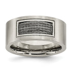 Men's Engravable Stainless Steel Ring with Polished and Brushed Finish