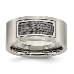 Men's Engravable Stainless Steel Ring with Polished and Brushed Finish