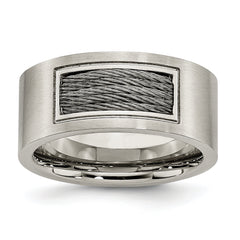 Stainless Steel Brushed WithGrey Cable Inlay 10mm Band
