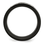 Black IP Wedding Band in Stainless Steel with Grey Wire Inlay, 10mm