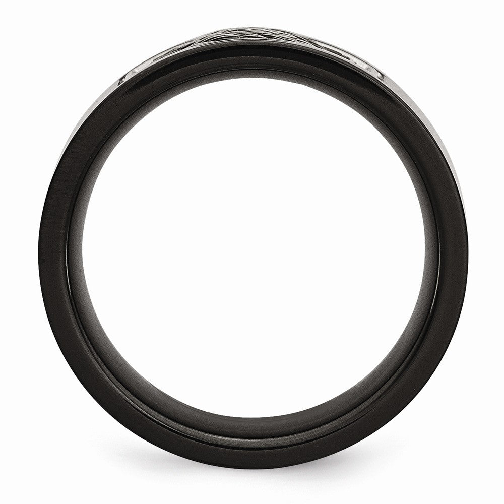 Black IP Wire-Inlay Wedding Band in Stainless Steel, 10mm