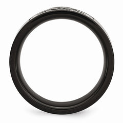 Stainless Steel Wedding Band with Black IP-Plated Wire Inlay Engravable