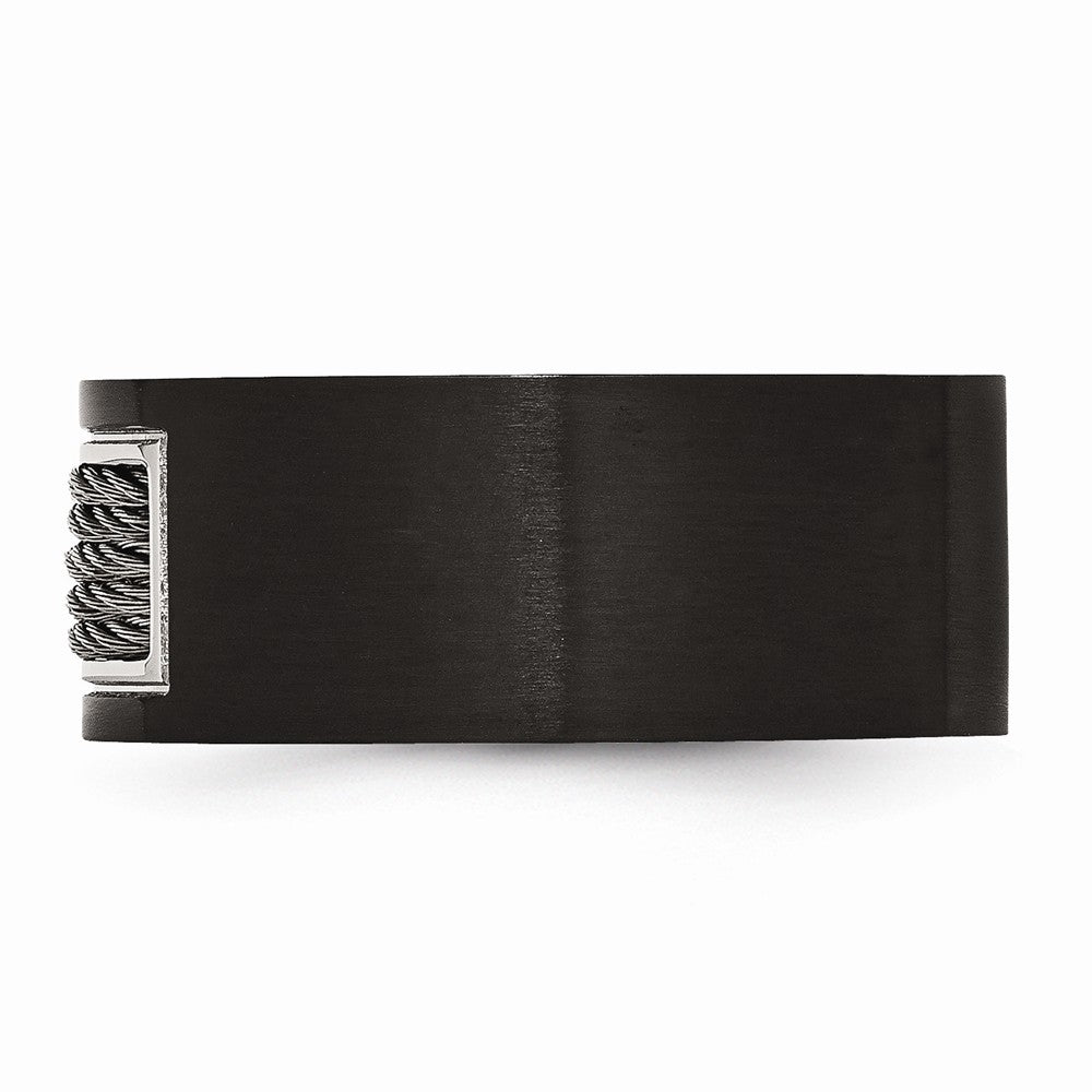Stainless Steel Wedding Band with Black IP-Plated Wire Inlay Engravable