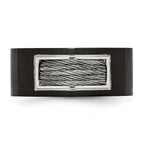 Black IP Wedding Band in Stainless Steel with Grey Wire Inlay, 10mm