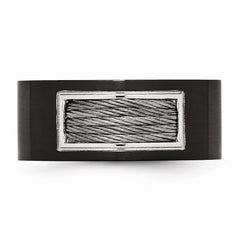 Stainless Steel Wedding Band with Black IP-Plated Wire Inlay Engravable
