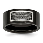 Black IP Wire-Inlay Wedding Band in Stainless Steel, 10mm