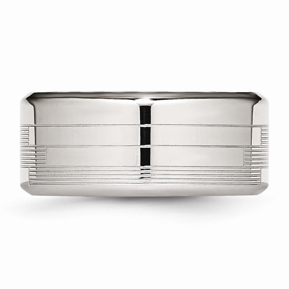 Polished & Textured Wedding Band in Stainless Steel, 9mm
