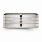 Polished & Textured Wedding Band in Stainless Steel, 9mm