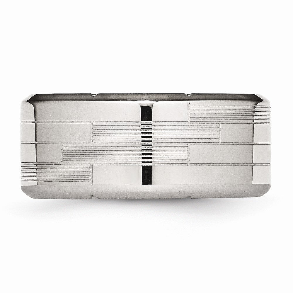 Polished & Textured Wedding Band in Stainless Steel, 9mm