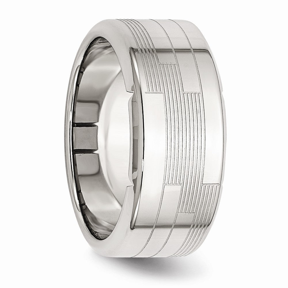 Polished & Textured Wedding Band in Stainless Steel, 9mm