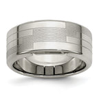 Polished & Textured Wedding Band in Stainless Steel, 9mm