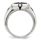Antiqued Cross Ring in Stainless Steel, 10mm