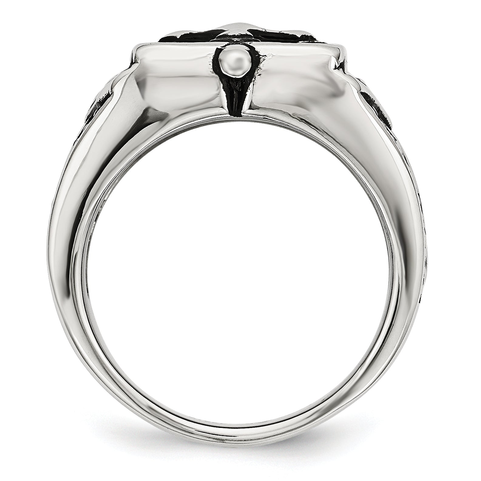 Antiqued Cross Ring in Stainless Steel, 10mm