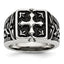 Stainless Steel Themed Cross Ring with Polished Antiqued Finish
