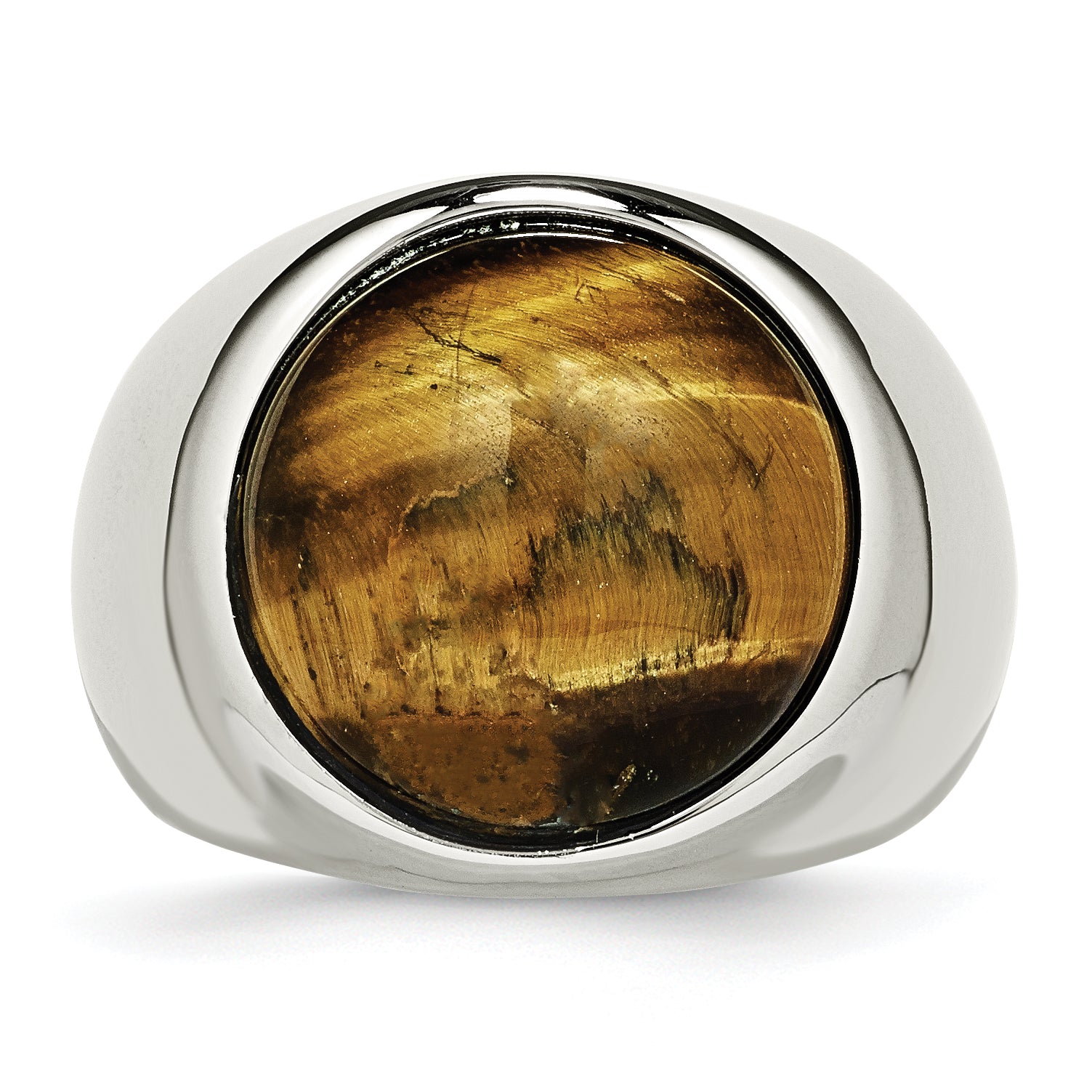 Stainless Steel Polished Tiger's Eye Ring