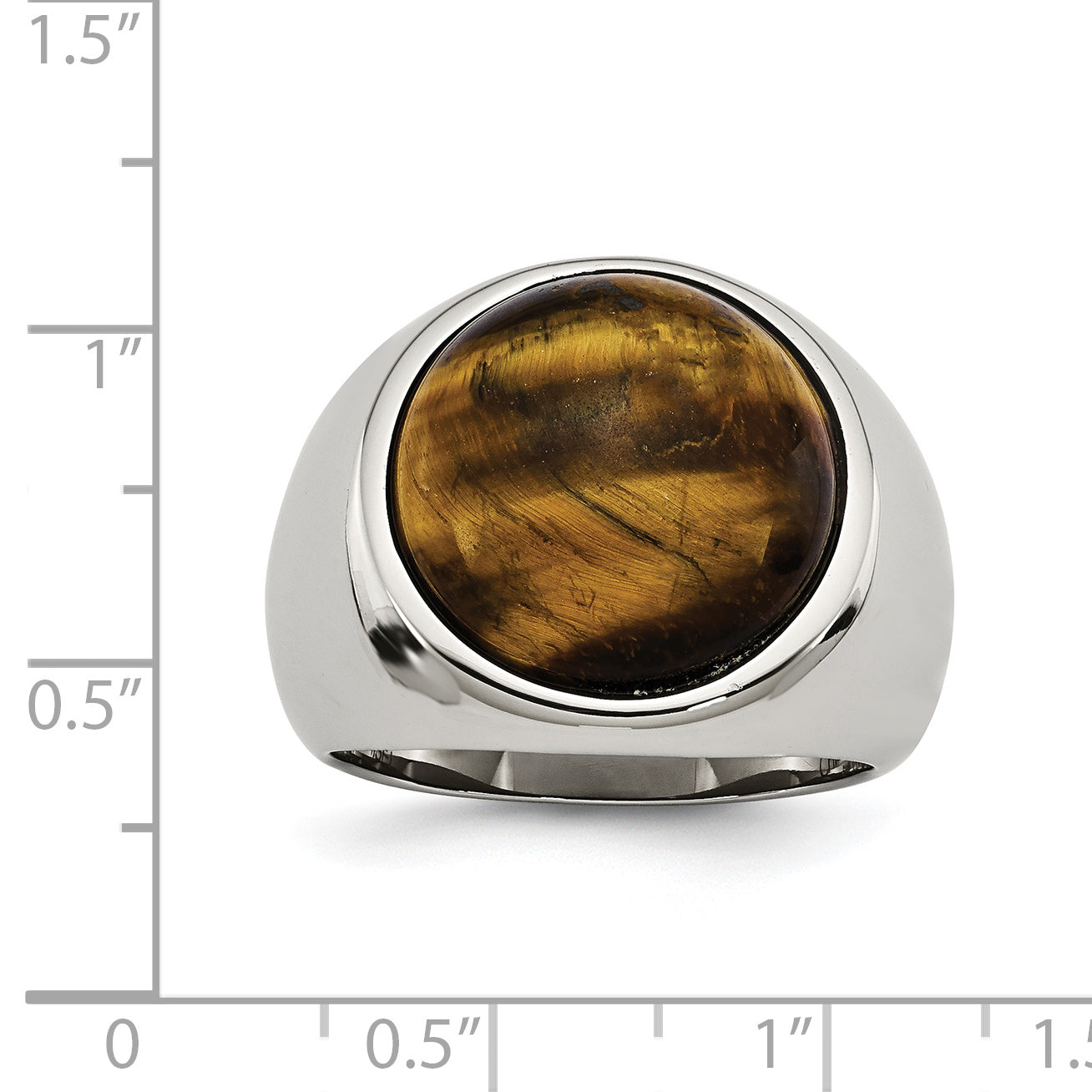 Stainless Steel Polished Tiger's Eye Ring