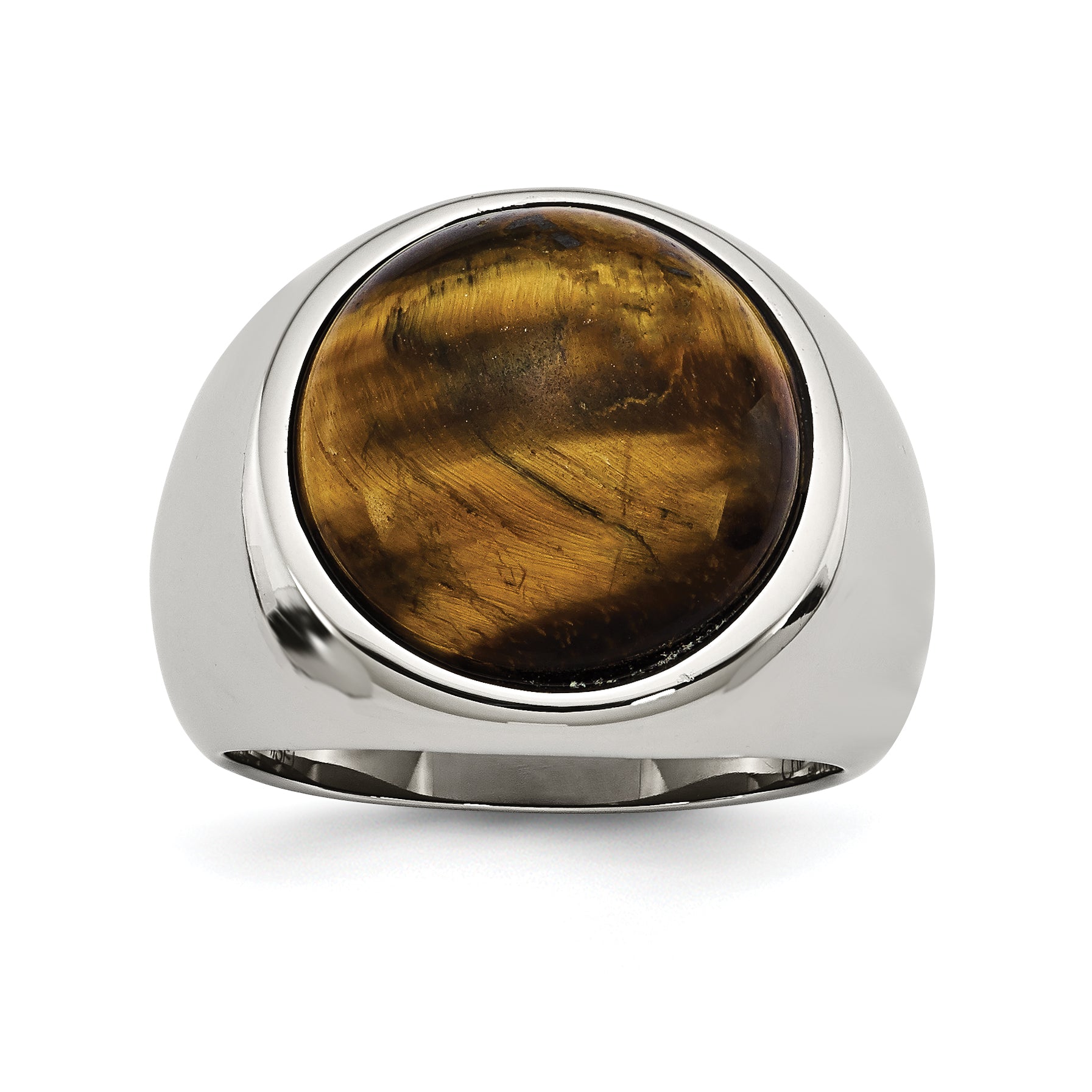 Stainless Steel Polished Tiger's Eye Ring Main image