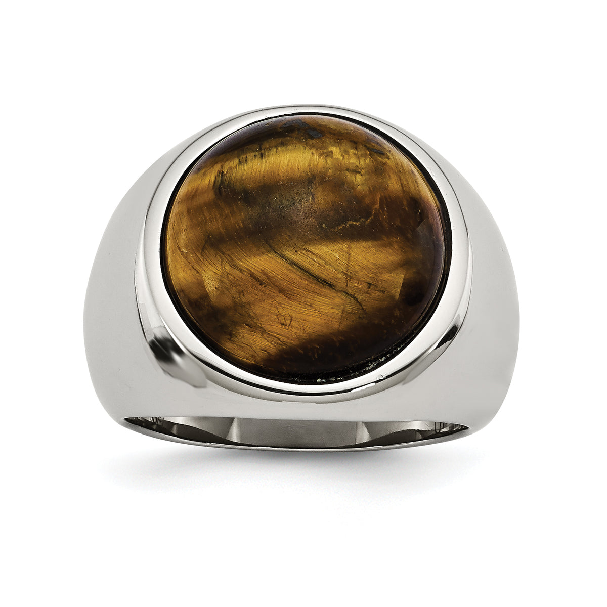 Stainless Steel Polished Tiger's Eye Ring