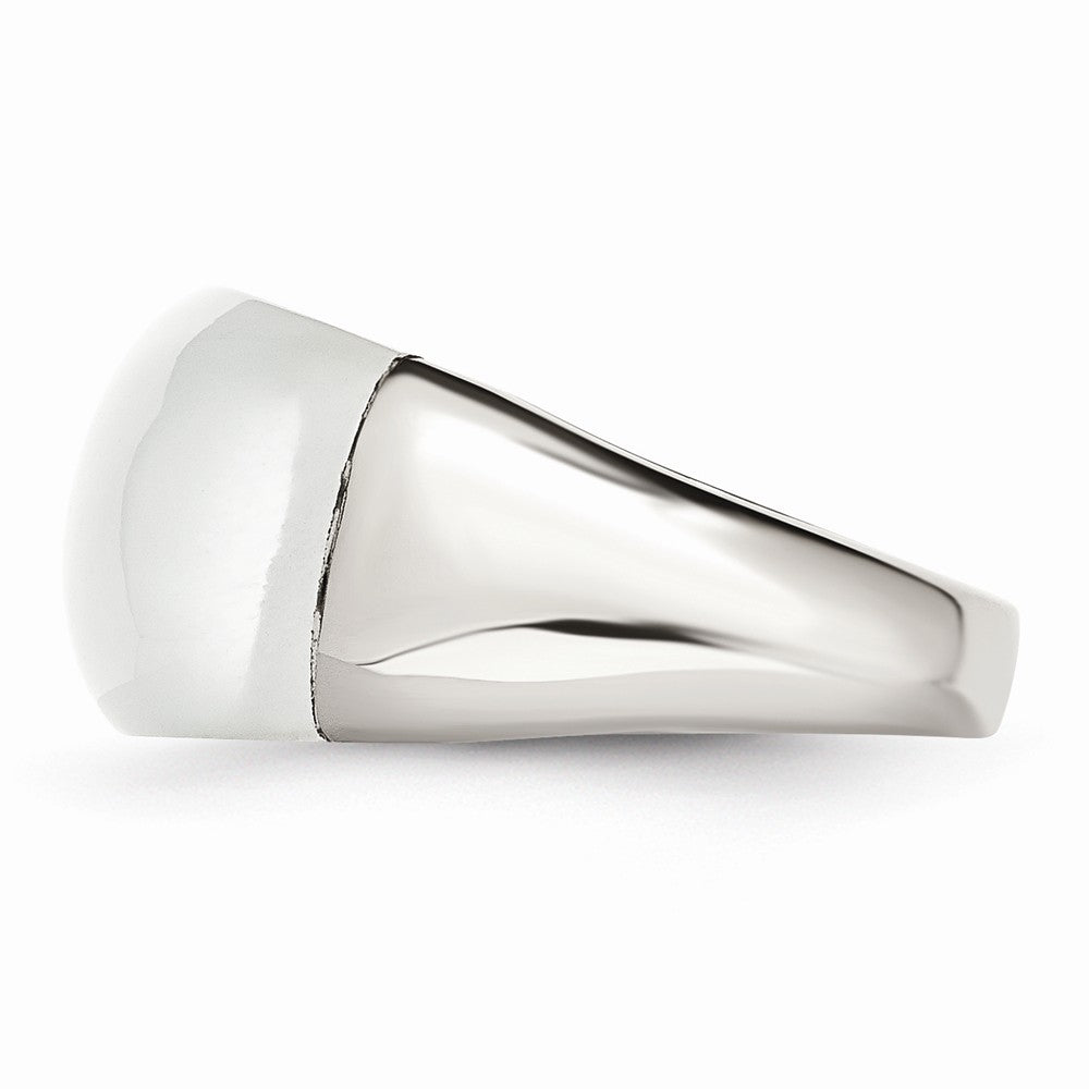 Sophia Jewelers Brushed Stainless Steel Cat's Eye Ring With Natural White Stone - 6
