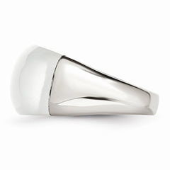 Sophia Jewelers Brushed Stainless Steel Cat's Eye Ring With Natural White Stone - 6