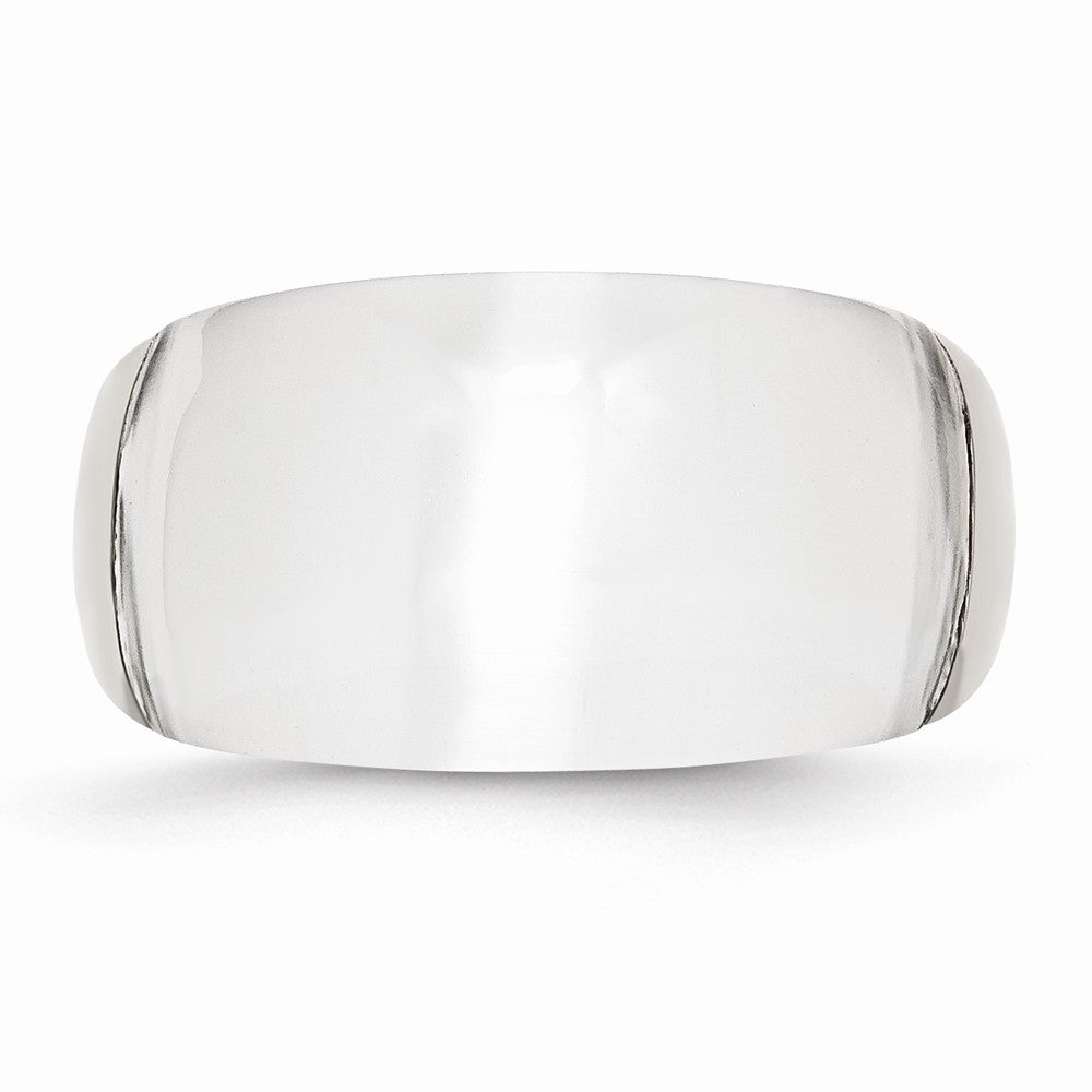 Sophia Jewelers Brushed Stainless Steel Cat's Eye Ring With Natural White Stone - 6