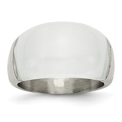 Sophia Jewelers Brushed Stainless Steel Cat's Eye Ring With Natural White Stone - 6