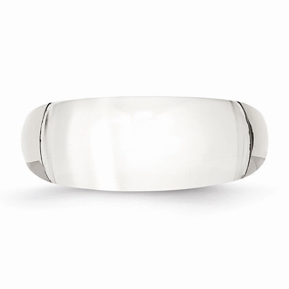 Sophia Jewelers Stainless Steel Cat's Eye Ring with Brushed Finish - 6