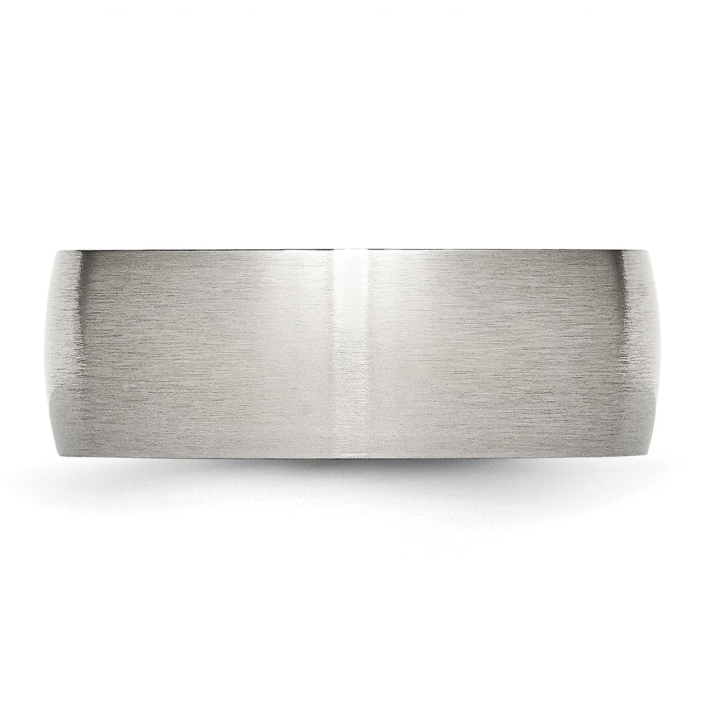 Brushed Half-Round Wedding Band in Stainless Steel, 8mm