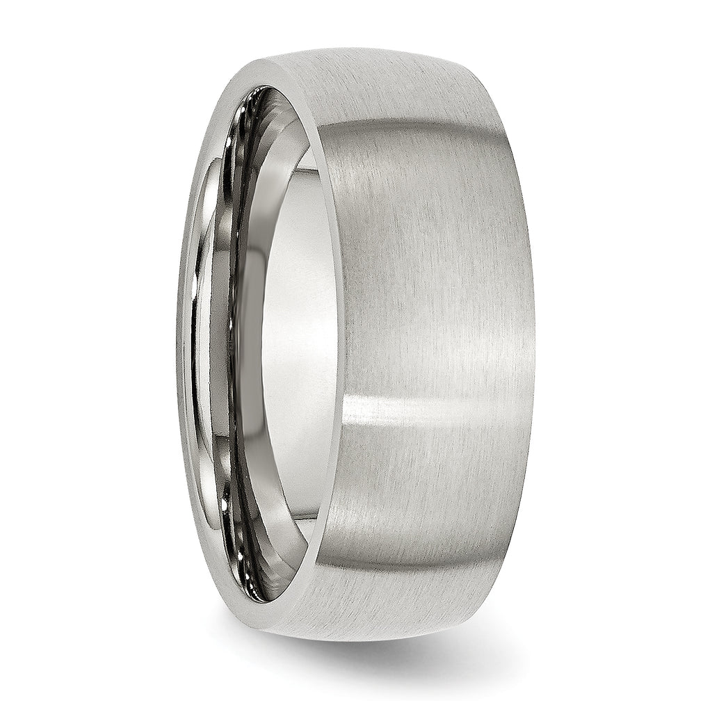 Brushed Half-Round Wedding Band in Stainless Steel, 8mm