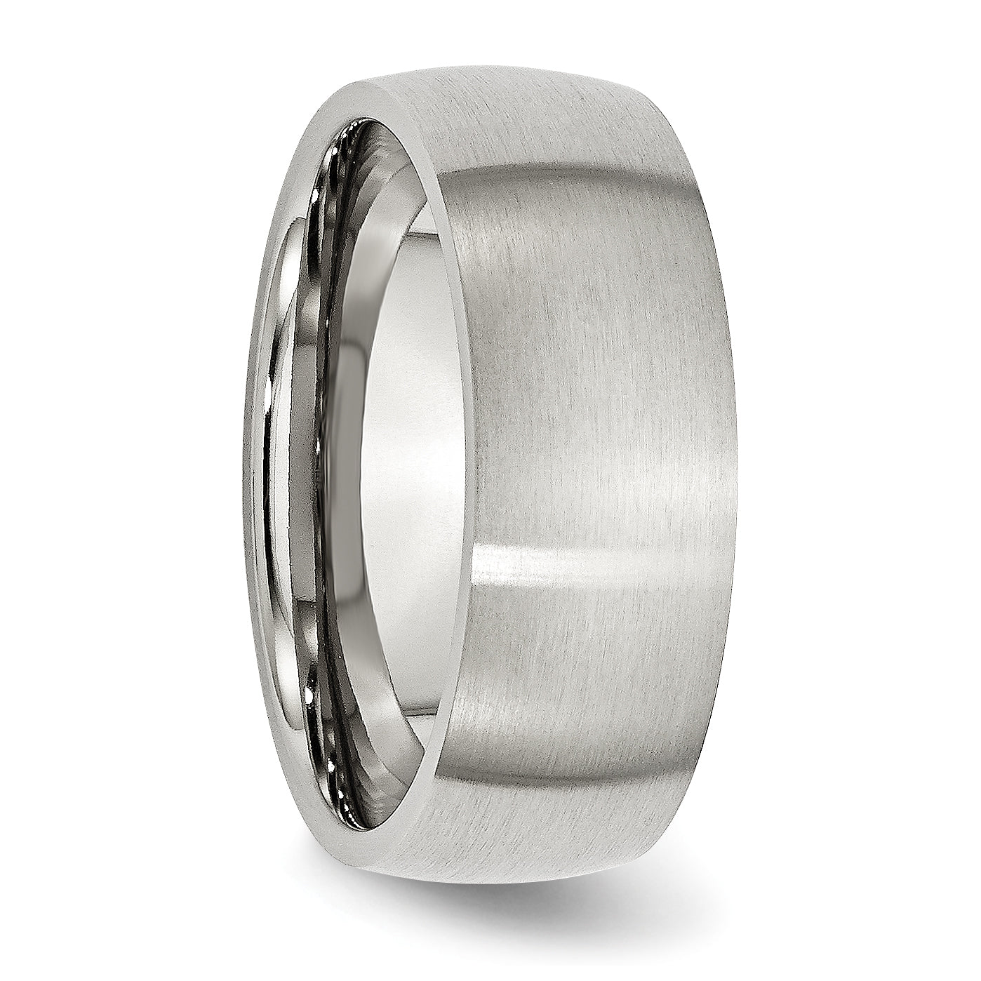 Brushed Half-Round Wedding Band in Stainless Steel, 8mm