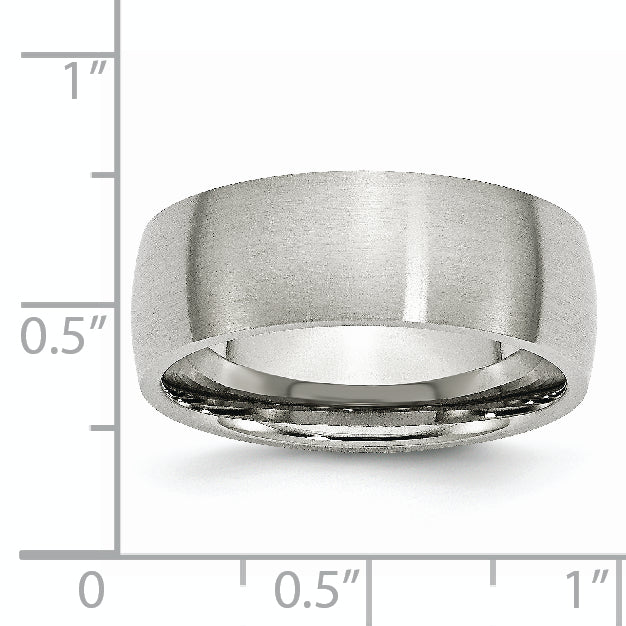 Brushed Half-Round Wedding Band in Stainless Steel, 8mm