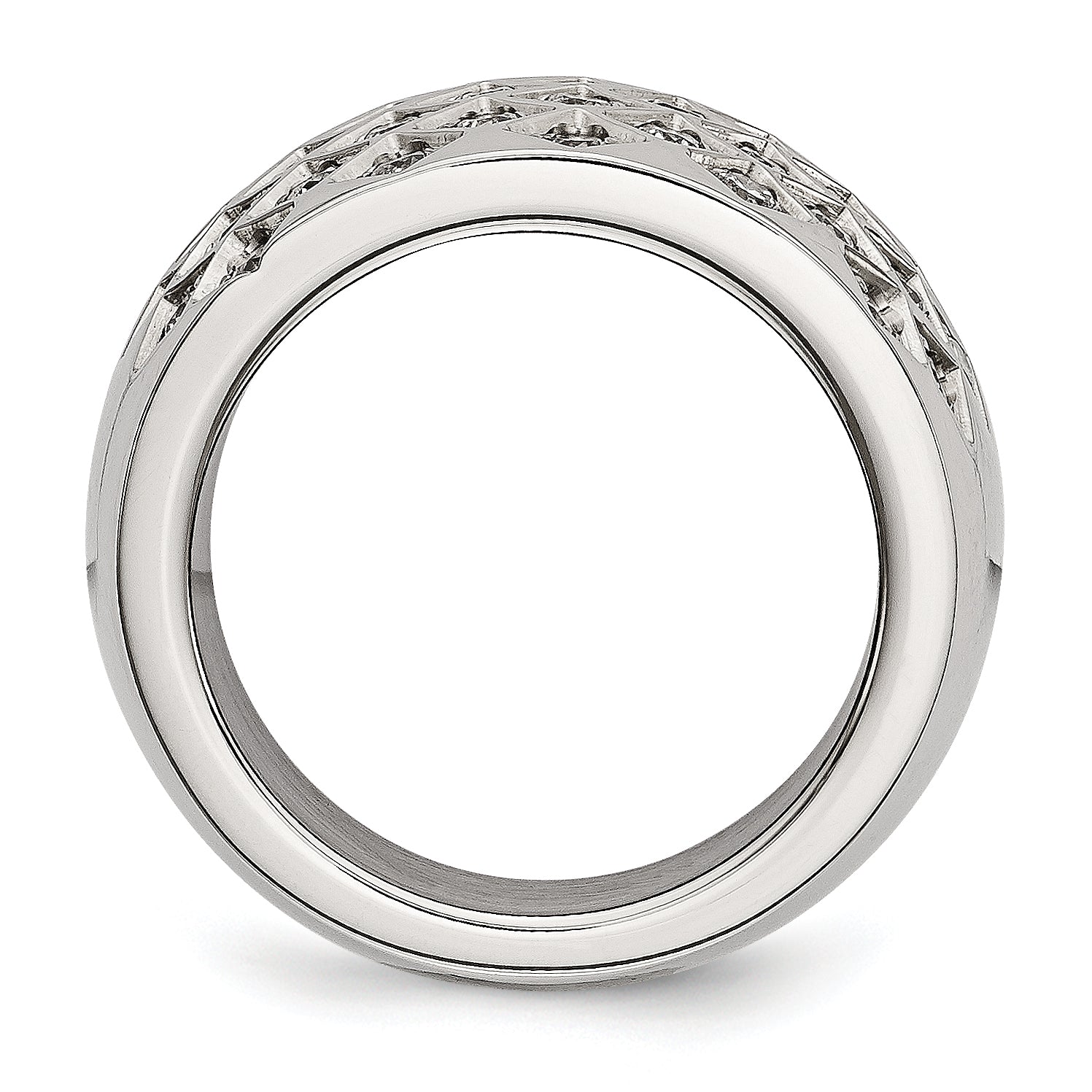 Stainless Steel White CZs Polished Ring Secondary image