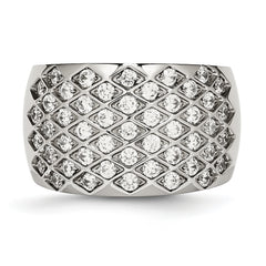 Stainless Steel White CZs Polished Ring