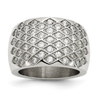 Stainless Steel White CZs Polished Ring
