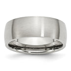 Brushed Half-Round Wedding Band in Stainless Steel, 8mm