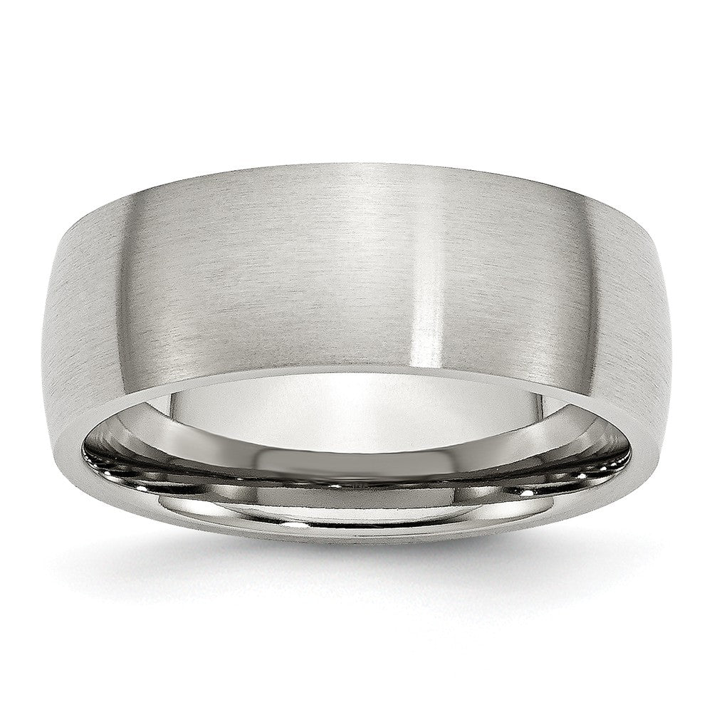 Brushed Half-Round Wedding Band in Stainless Steel, 8mm