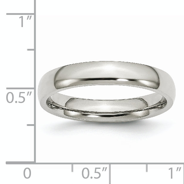 Comfort-Fit Half-Round Wedding Band in Stainless Steel, 4mm