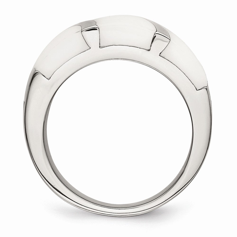 Sophia Jewelers Polished Stainless Steel White Enamel Fashion Ring Secondary image